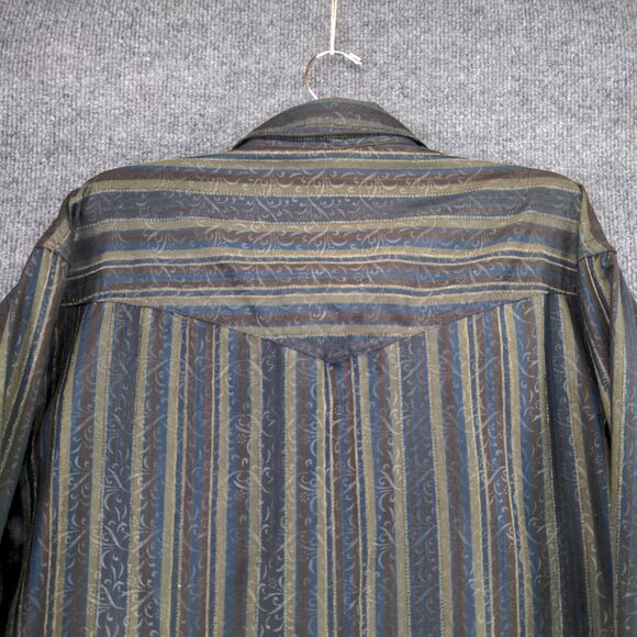 Scully Pearl Snap Button Up Shirt Men's Large Western Brown Striped - Picture 6 of 14